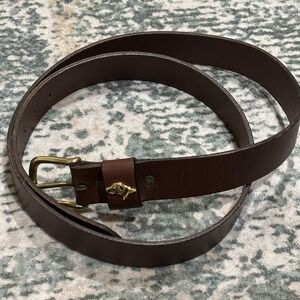 Kevin's Brass Lab Head Leather Belt Brown Size 44